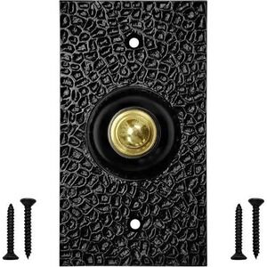 Handmade Solid Brass Doorbell Button Textured Black Plate with Gold‎ Button